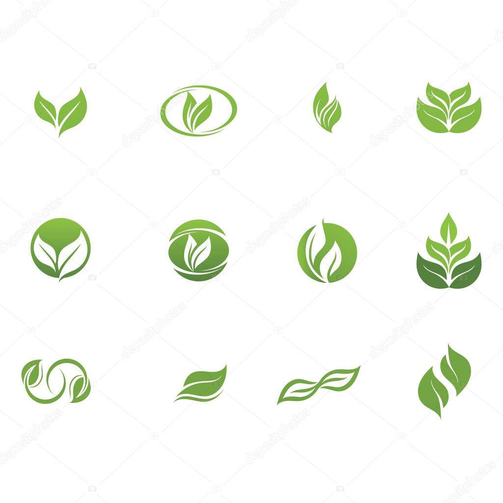 Logos of green Tree leaf ecology