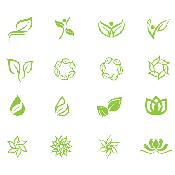 Logos de la ecología verde de la hoja del árbol — Archivo Imágenes Vectoriales