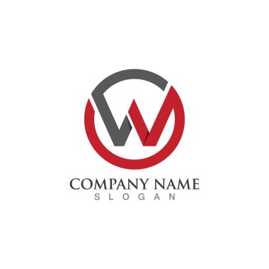W Harfi Logo Şablonu vektör çizimi tasarımı