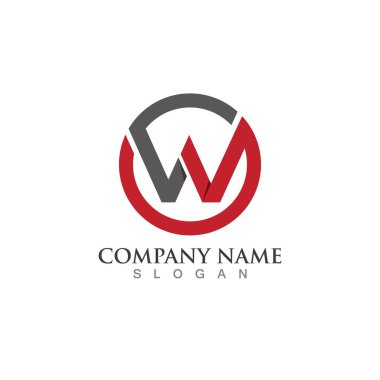 W Harfi Logo Şablonu vektör çizimi tasarımı