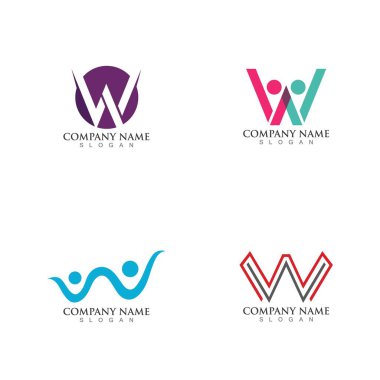 W Harfi Logo Şablonu vektör çizimi tasarımı