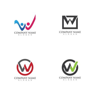 W Harfi Logo Şablonu vektör çizimi tasarımı
