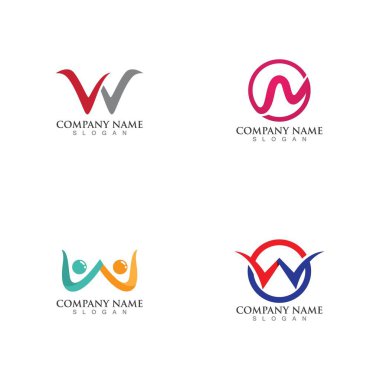 W Harfi Logo Şablonu vektör çizimi tasarımı