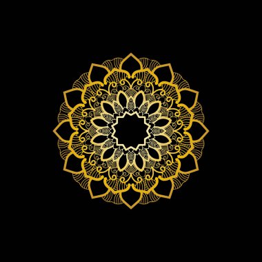 Siyah arkaplan vektör görüntüsünde Mandala altını 