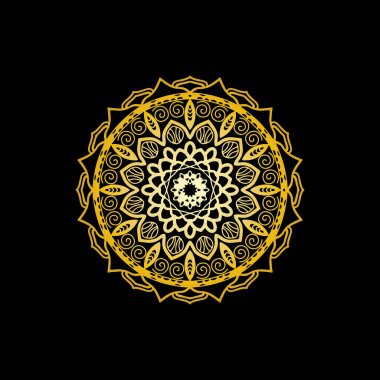 Siyah arkaplan vektör görüntüsünde Mandala altını 