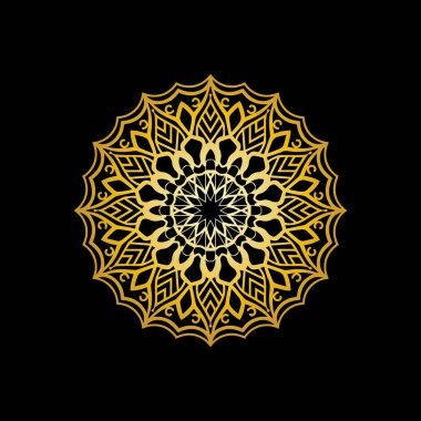 Siyah arkaplan vektör görüntüsünde Mandala altını 