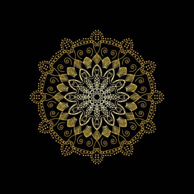 Siyah arkaplan vektör görüntüsünde Mandala altını 
