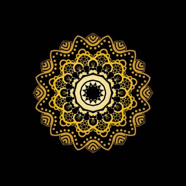 Siyah arkaplan vektör görüntüsünde Mandala altını 