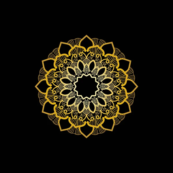 Mandala Oro Fondo Negro Imagen Vectorial — Archivo Imágenes Vectoriales