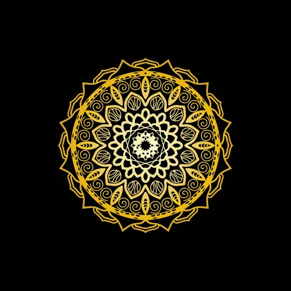 Mandala Oro Fondo Negro Imagen Vectorial — Vector de stock