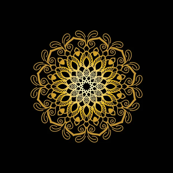 Mandala Gold Schwarzen Hintergrundvektorbild — Stockvektor