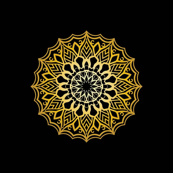 Mandala Oro Fondo Negro Imagen Vectorial — Archivo Imágenes Vectoriales