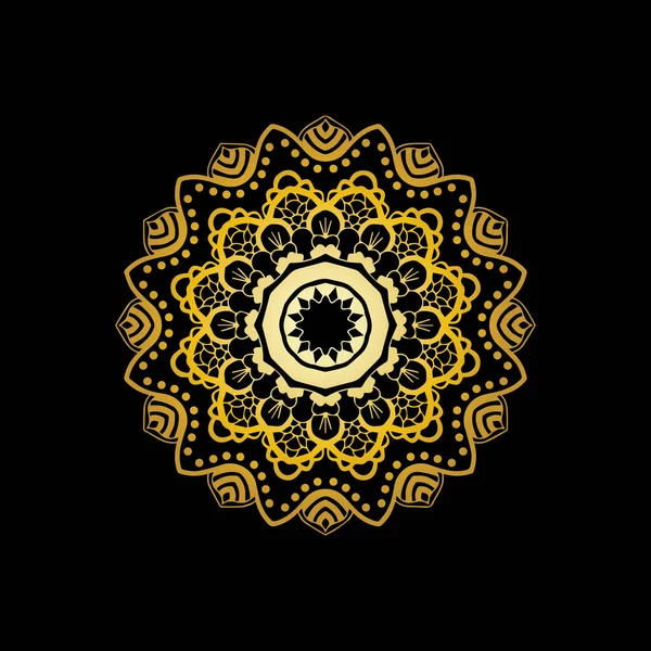 Mandala Oro Fondo Negro Imagen Vectorial — Archivo Imágenes Vectoriales