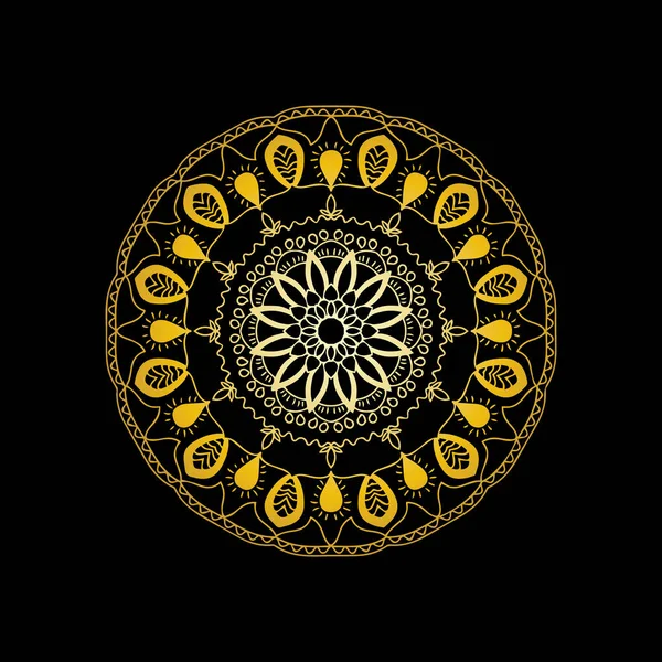 Mandala Oro Fondo Negro Imagen Vectorial — Vector de stock