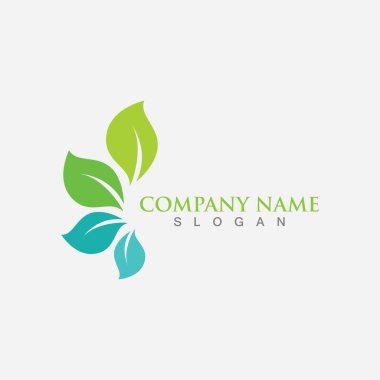 Yaprak logosu ve sembol şablonu vektörü