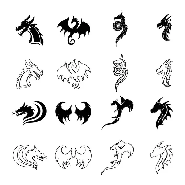 Dragon illüstrasyon simgesi tasarım şablonu vektörü