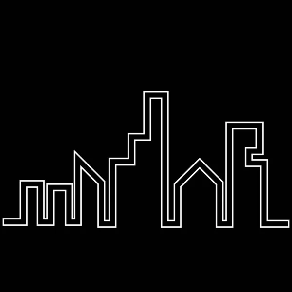 Moderna Linha Cidade Edifícios Logotipo Ícones Modelo — Vetor de Stock