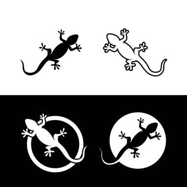 Kertenkele Bukalemun Gecko Silueti siyah vektör
