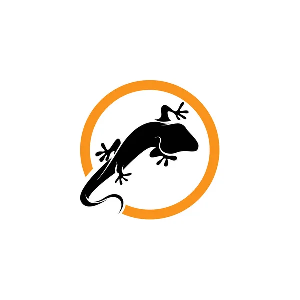 Ještěrka Chameleon Gecko Silueta Černý Vektor — Stockový vektor