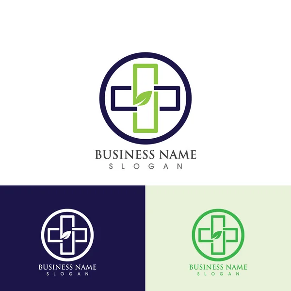 Health Hospital Logo Icon Template Green Logo Vector — Stock Vector