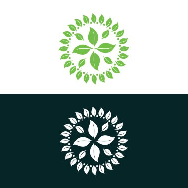 Doğa yaprağı logosu, çevre logosu, ekoloji logosu şablonu tasarımları