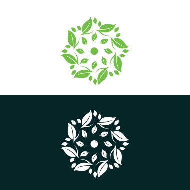 Doğa yaprağı logosu, çevre logosu, ekoloji logosu şablonu tasarımları