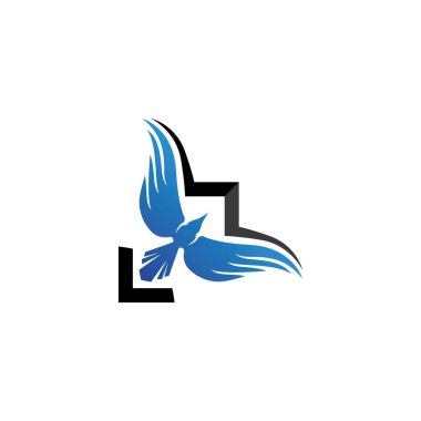 Uçan Kuş Logosu tasarım vektör şablonu. Güvercin Logotype konsept simgesi