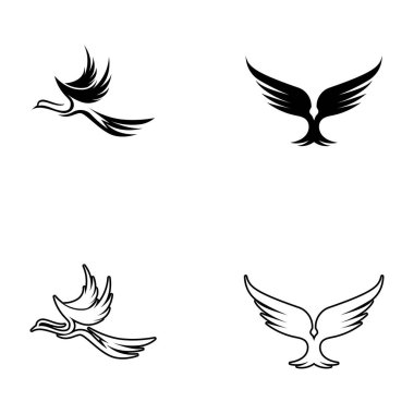 Uçan Kuş Logosu tasarım vektör şablonu. Güvercin Logotype konsept simgesi