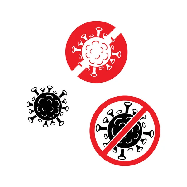 Coronavirus Covid Prohibición Signo Plano Vector Imagen — Vector de stock