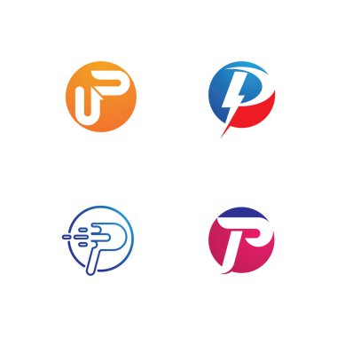 P logosu ve sembol vektör şablonu tasarımı