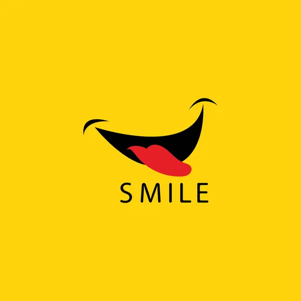 黄色背景矢量中的微笑标识 — 图库矢量图片
