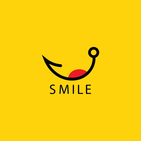 Smile Logo Fond Jaune Vecteur — Image vectorielle