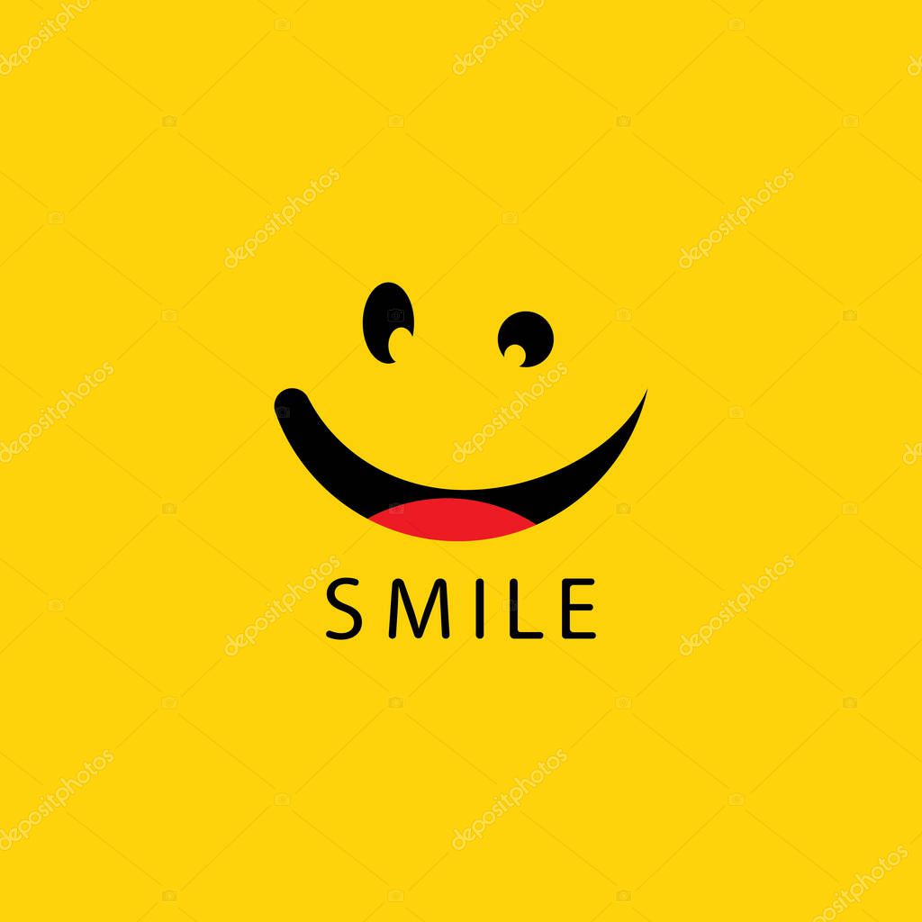 Smile logo in yellow background vector