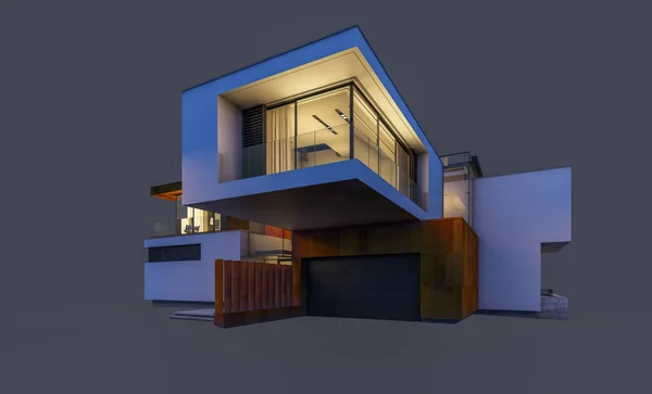 Representación Casa Acogedora Moderna Por Noche Con Garaje Venta Alquiler — Foto de Stock