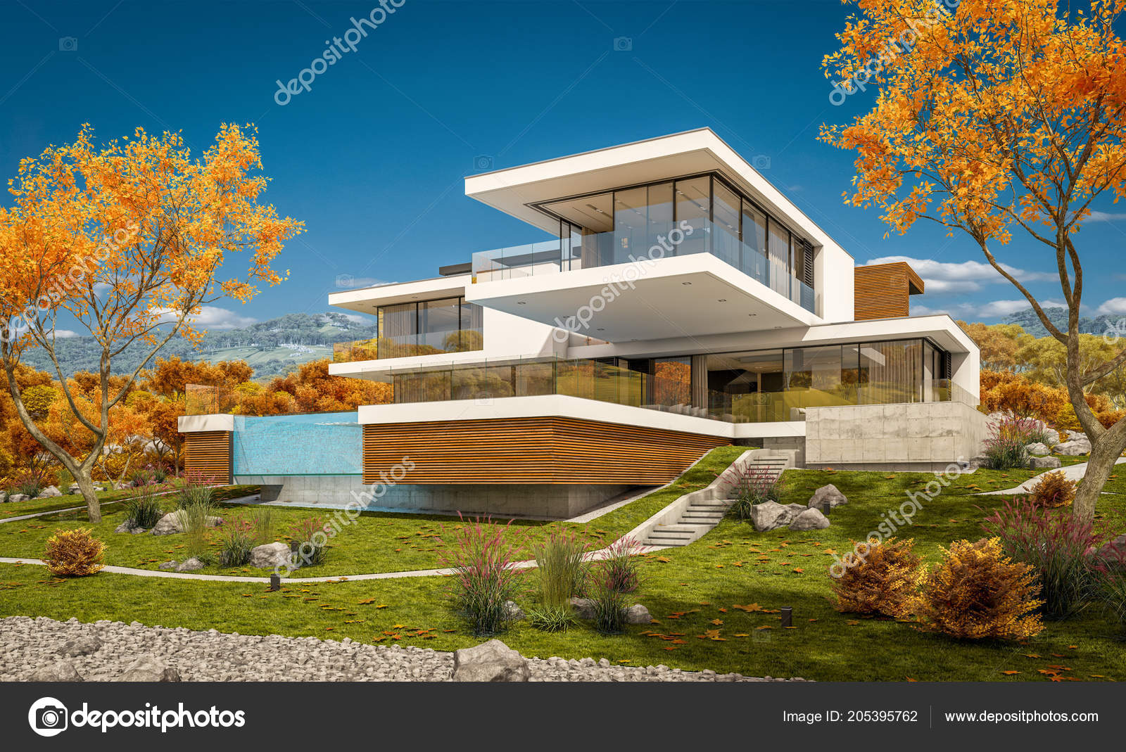 Rendering Modern Cozy House River Garage Sale Rent Beautiful