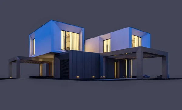 Rendering Moderna Casa Accogliente Sul Fiume Con Garage Vendita Affitto — Foto Stock