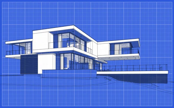 Satılık Kiralık Garaj Ile Modern Rahat Işleme Sketch Grafik Siyah — Stok fotoğraf