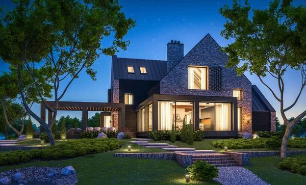 modern klinker ev havuzları havuz n ile 3D render