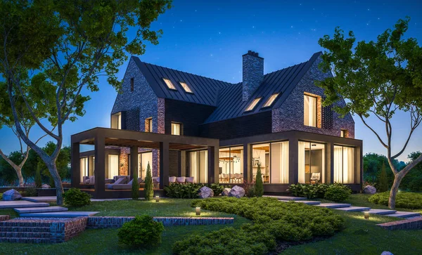 modern klinker ev havuzları havuz n ile 3D render