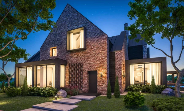 modern klinker ev havuzları havuz n ile 3D render