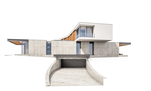 3d rendu de maison moderne sur la colline avec piscine isolée sur w — Photo