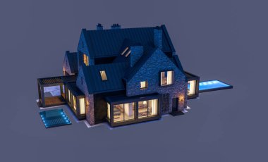 modern klinker ev havuzları havuz n ile 3D render