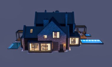 modern klinker ev havuzları havuz n ile 3D render