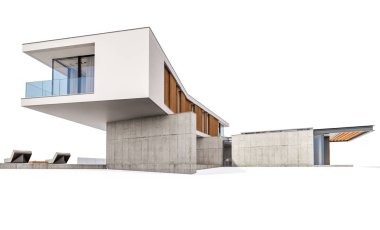 w üzerinde izole havuzu ile tepede modern evin 3D render