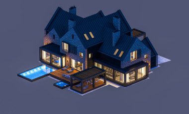 modern klinker ev havuzları havuz n ile 3D render