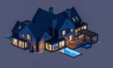 modern klinker ev havuzları havuz n ile 3D render