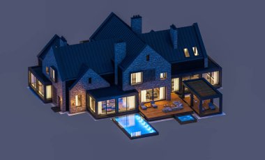 modern klinker ev havuzları havuz n ile 3D render