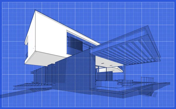 Representación Casa Acogedora Moderna Colina Con Garaje Piscina Venta Alquiler —  Fotos de Stock