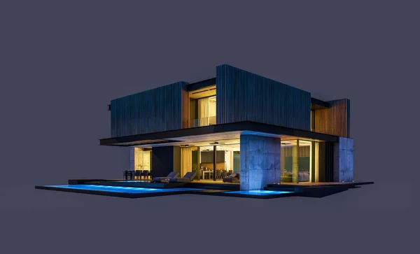 Rendering Moderna Casa Accogliente Con Parcheggio Piscina Vendita Affitto Con — Foto Stock