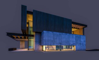 Park yeri ve havuzu satılık ya da ahşap kaplamalı modern konforlu ev. Beyazda izole edilmiş